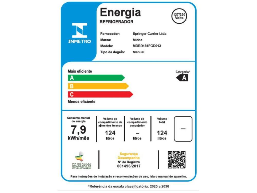 Frigobar Midea 124L Branco com Gaveta MDRD108FGD013 - 8