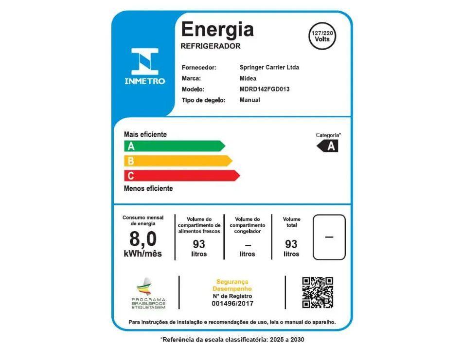 Frigobar Midea 93L Branco Inverter MDRD142FGD013 - 8