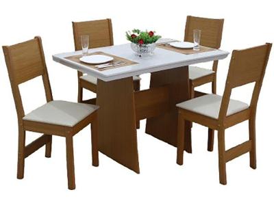 Mesa de Jantar 4 Cadeiras Retangular Cinamomo/Off White Destak Móveis São Carlos