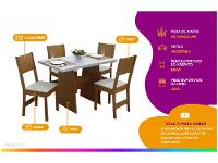 Mesa de Jantar 4 Cadeiras Retangular Cinamomo/Off White Destak Móveis São Carlos - 2