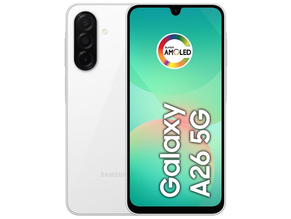 Smartphone Samsung Galaxy A26 256GB 5G 8GB RAM Branco 6.7" Câm. 50MP + 8MP + 2MP + Selfie 13MP - 1