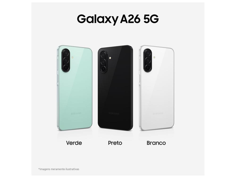 Smartphone Samsung Galaxy A26 256GB 5G 8GB RAM Branco 6.7" Câm. 50MP + 8MP + 2MP + Selfie 13MP - 7