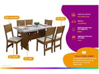 Mesa de Jantar com 6 Cadeiras Retangular Cinamomo/Off White Destak Móveis São Carlos - 2