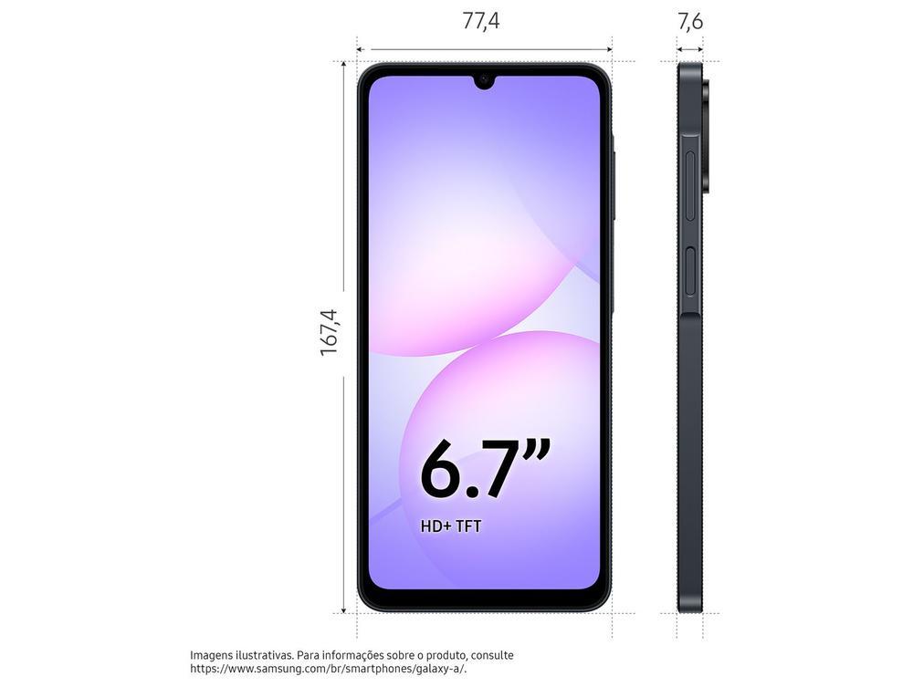 Smartphone Samsung A07 256GB Preto 8GB RAM Tela 6,7" Câm. Dupla + Selfie 8MP - 9