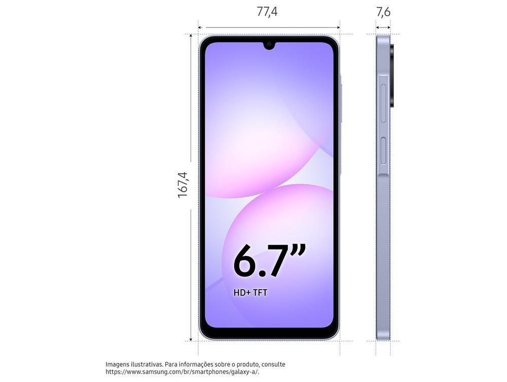 Smartphone Samsung A07 128GB Violeta 4GB RAM Tela 6,7" Câm. Dupla + Selfie 8MP - 9