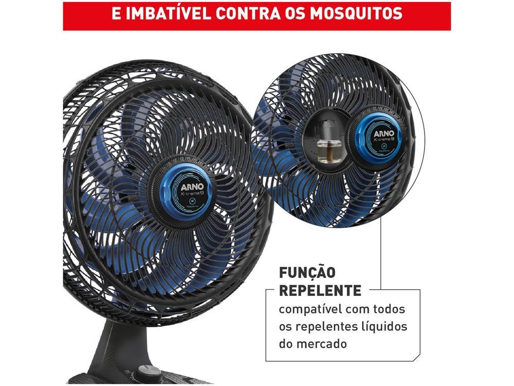 Ventilador de Mesa de Mesa Arno X-Treme 9 Repelente VE95 40cm 9 Pás 3 Velocidades Preto e Azul Escuro 2720017497 - 4