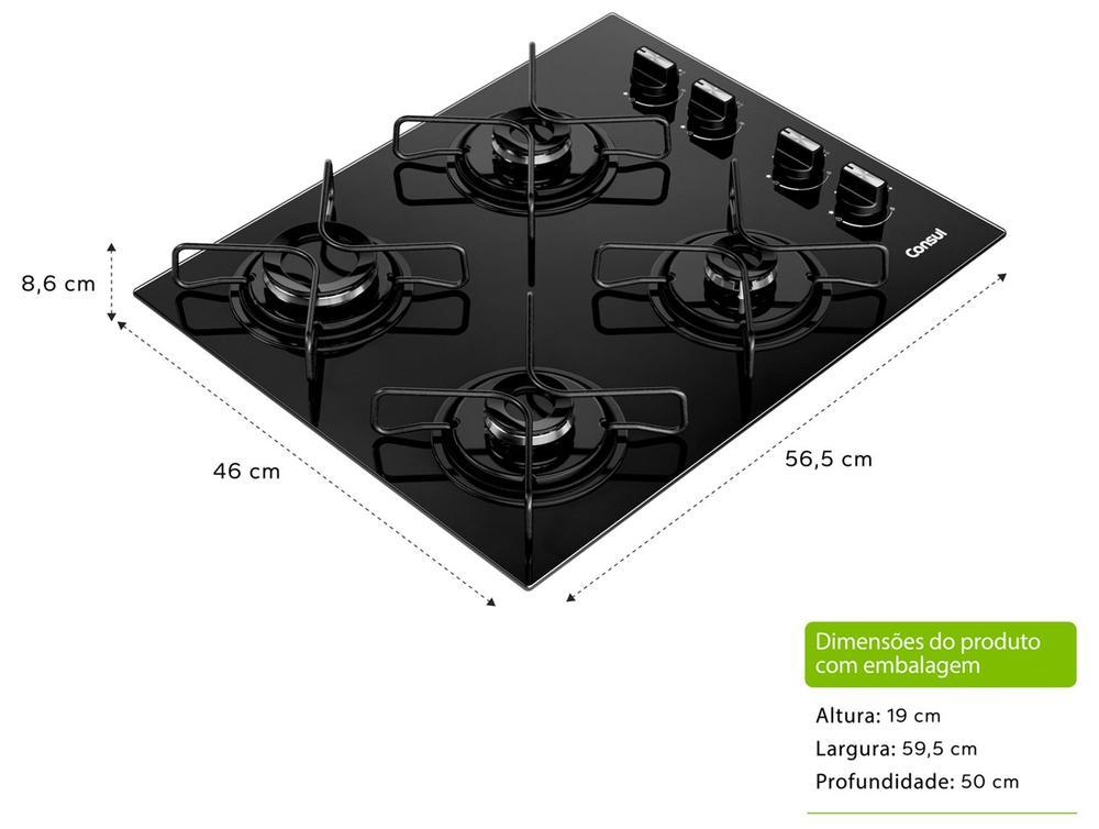 Cooktop 4 Bocas a Gás Consul GLP Preto Superautomático CD060BE - 3