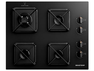 Cooktop 4 Bocas a Gás GLP Brastemp Mesa de Vidro Preto Acendimento Superautomático BDS62AE