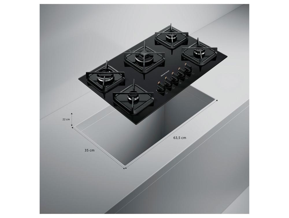 Cooktop 5 Bocas a Gás Brastemp GLP Preto Superautomático BDS75AE - 3