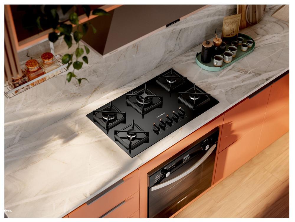 Cooktop 5 Bocas a Gás Brastemp GLP Preto Superautomático BDS75AE - 5