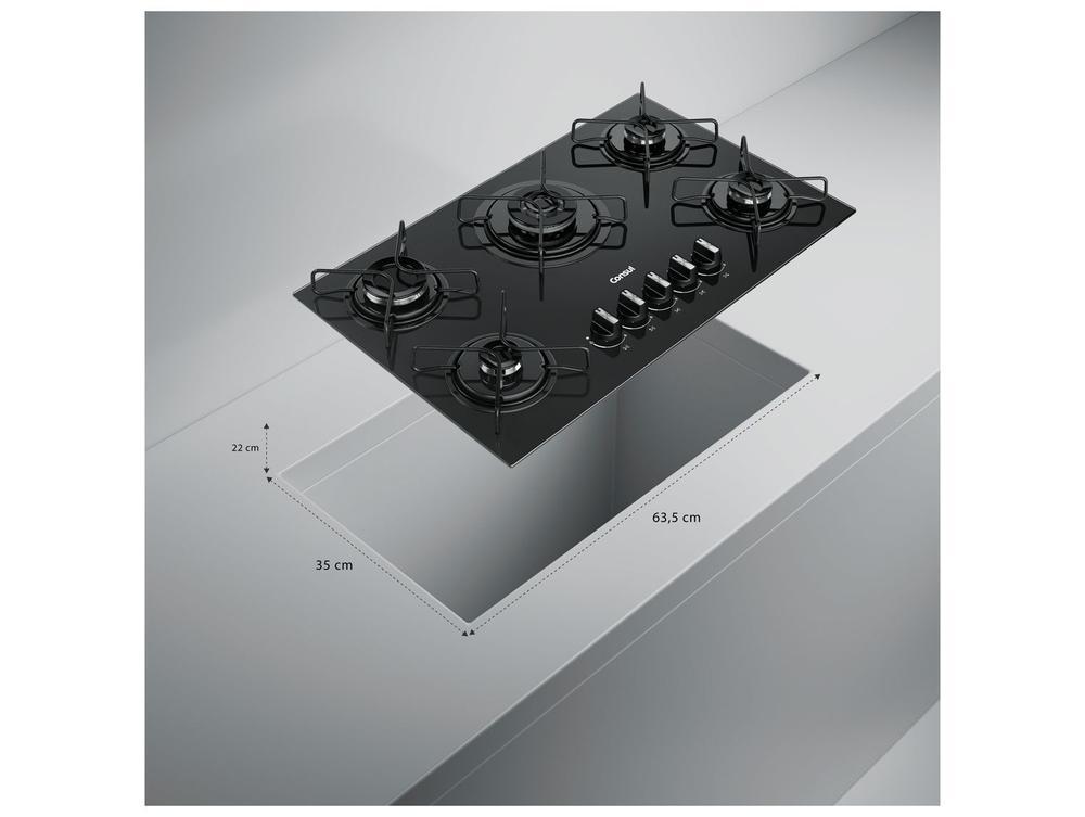 Cooktop 5 Bocas a Gás GLP Consul Preto CDS75AE - 3