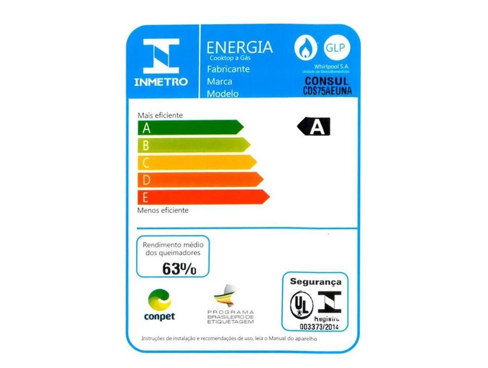 Cooktop 5 Bocas a Gás GLP Consul Preto CDS75AE - 9