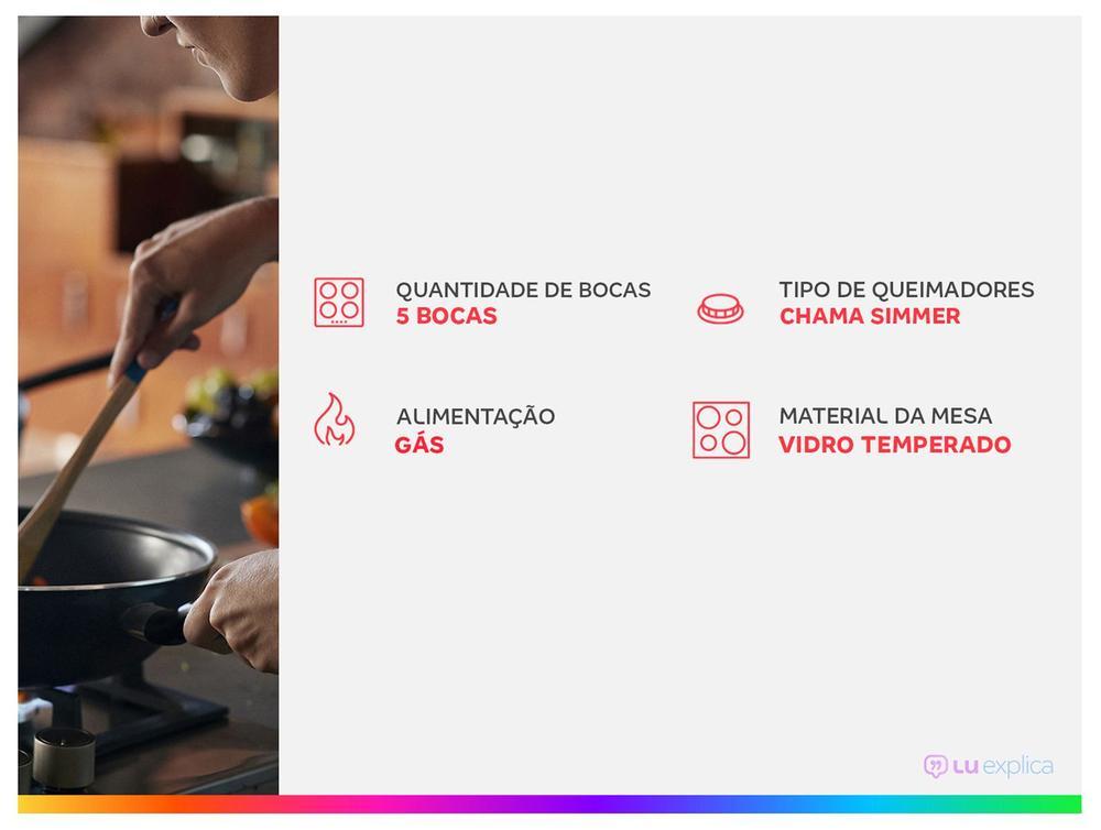 Cooktop 5 Bocas a Gás Brastemp GLP Preto Superautomático BDD75BE - 2