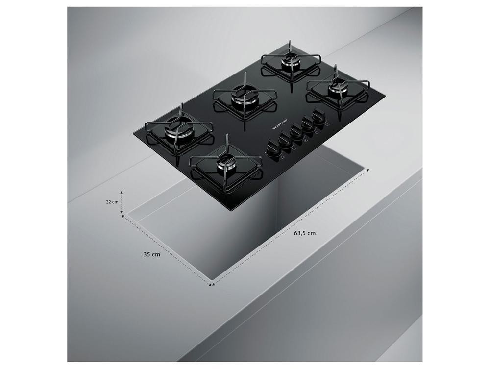 Cooktop 5 Bocas a Gás Brastemp GLP Preto Superautomático BDD75BE - 3
