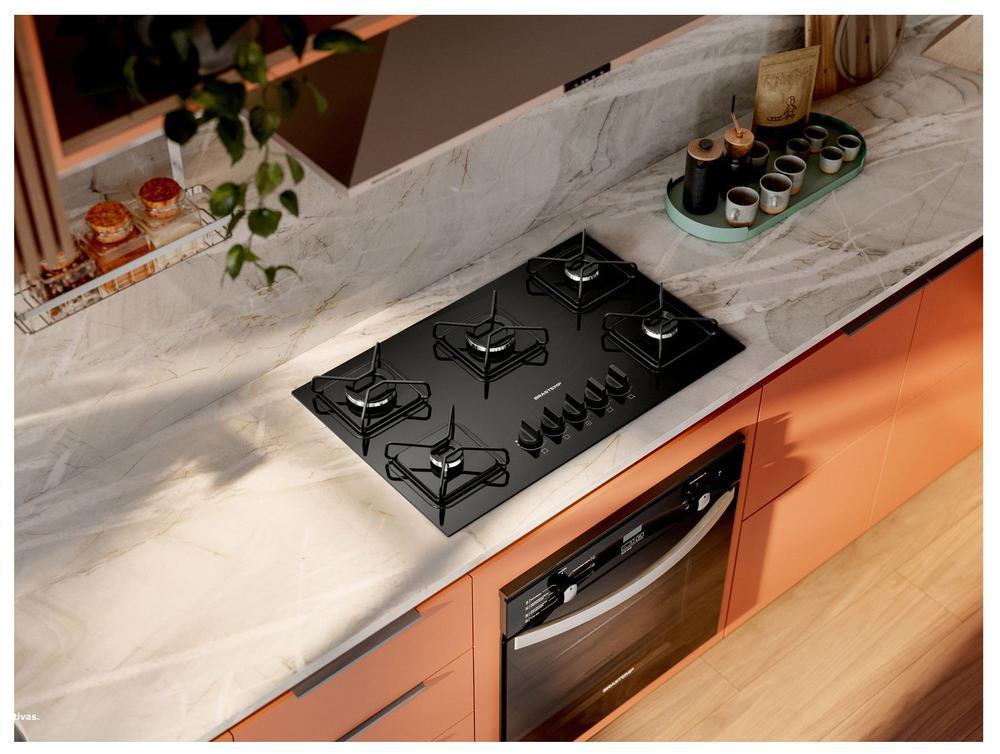 Cooktop 5 Bocas a Gás Brastemp GLP Preto Superautomático BDD75BE - 5