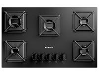 Cooktop 5 Bocas a Gás Brastemp GLP Preto Superautomático BDD75BE - 1