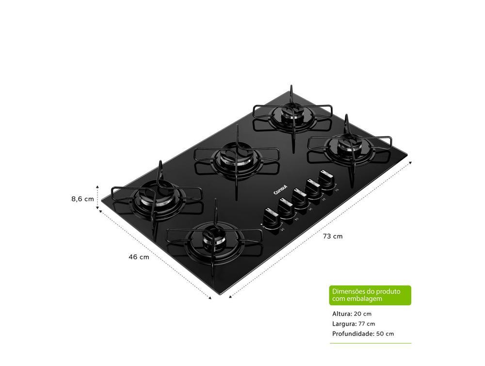 Cooktop 5 Bocas a Gás Consul GLP Preto Superautomático CD075BE - 4