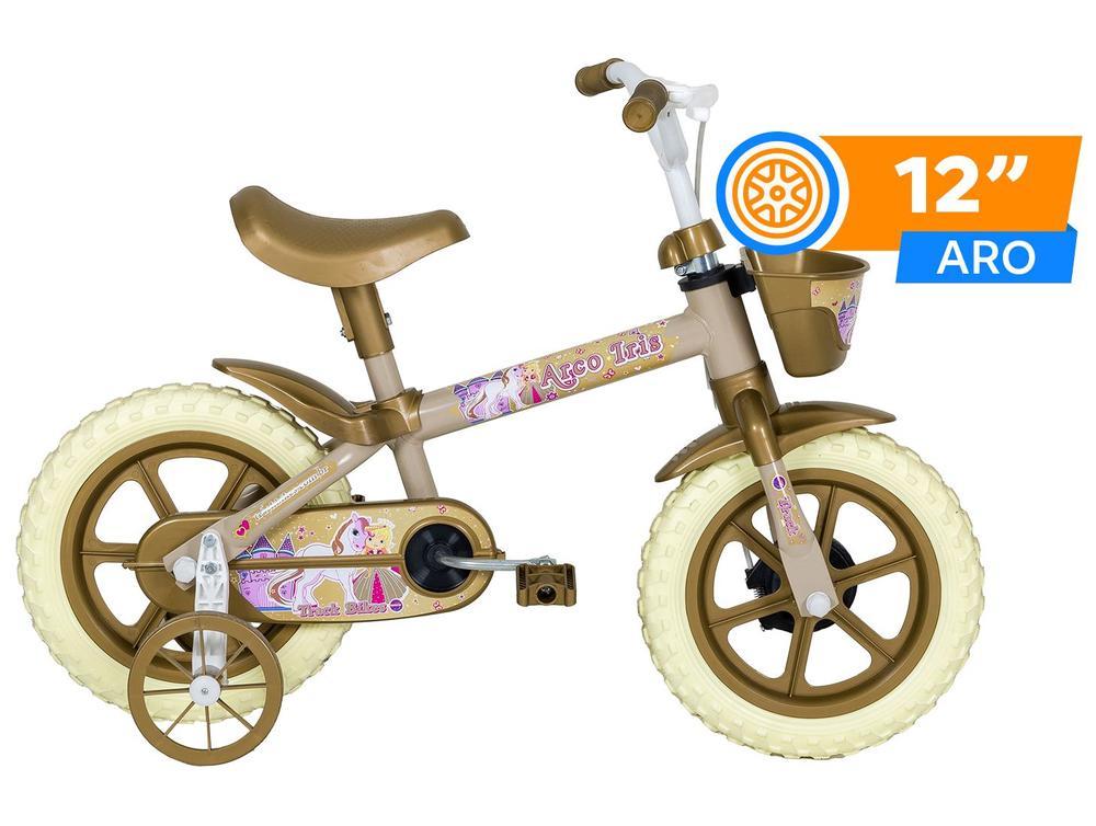 Bicicleta Infantil Aro 12" Track Bikes Arco Íris Bege e Dourado com Cestinha - 2