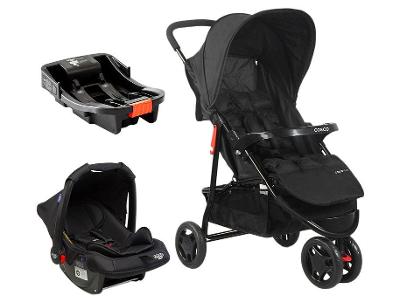 Carrinho de Bebê com Bebê Conforto e Base 3 em 1 Cosco Kids Toffy Trio 3 Rodas até 15kg