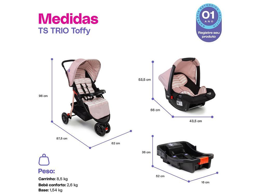Carrinho de Bebê com Bebê Conforto Cosco Kids Toffy Trio 3 Rodas até 15kg - 6