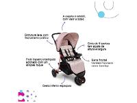 Carrinho de Bebê com Bebê Conforto Cosco Kids Toffy Trio 3 Rodas até 15kg