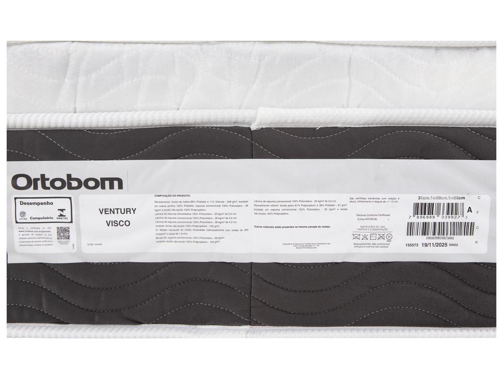 Colchão Queen Ortobom de Molas Ensacadas 31x158x198cm Ventury Visco - 7