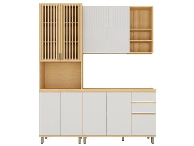 Armário de Cozinha Compacta Luciane Aura com Balcão 9 Portas 2 Gavetas 100% MDF