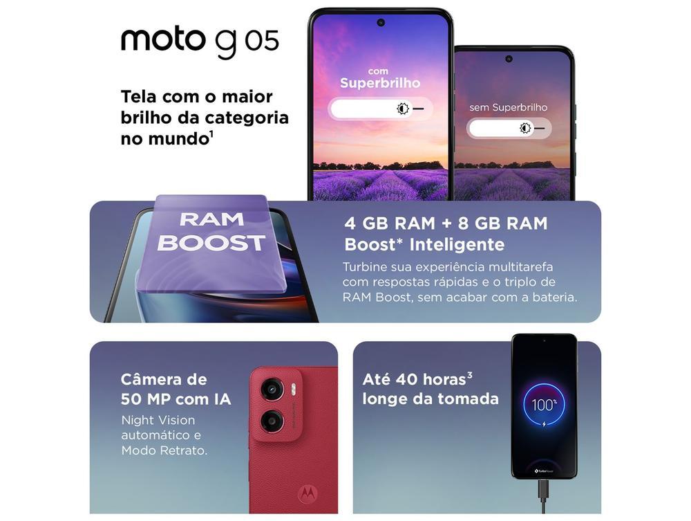 Smartphone Motorola Moto g05 256GB 4GB RAM Vermelho 6,7" Câm. 50MP + Selfie 8MP - 5
