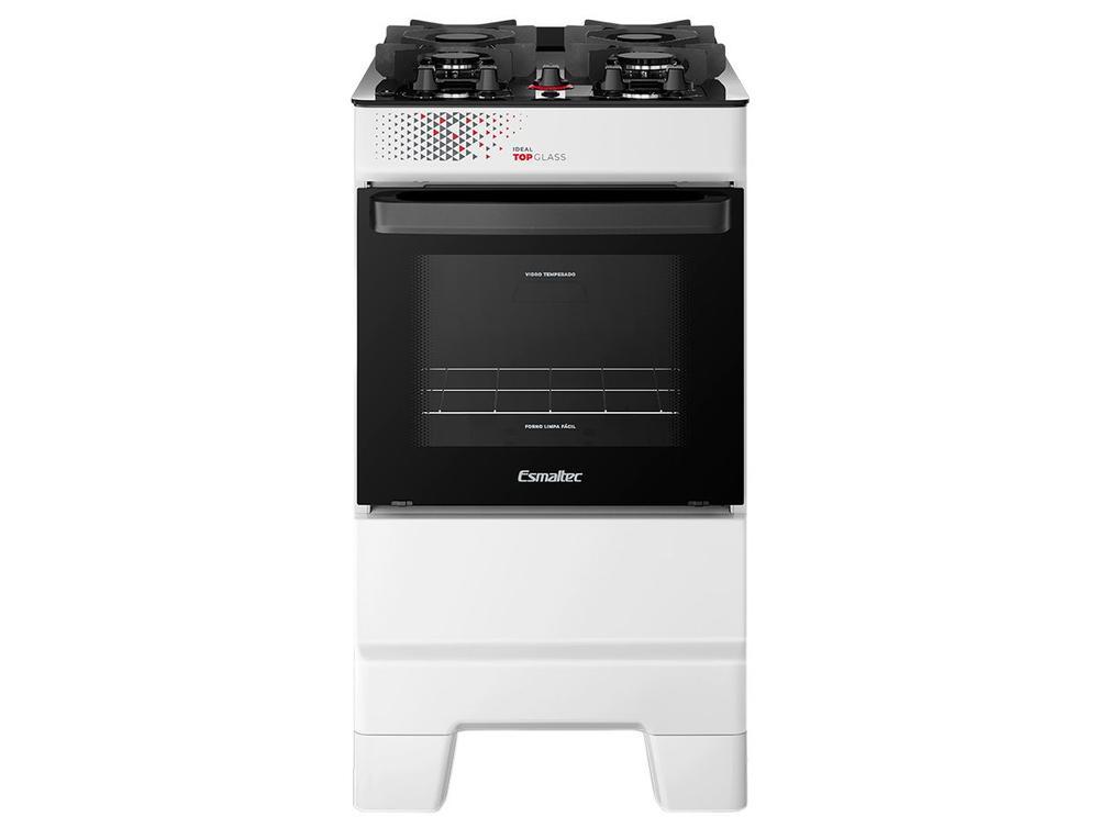 Fogão 4 Bocas Esmaltec Branco Mesa de Vidro Ideal Top Glass T4VAB - 1
