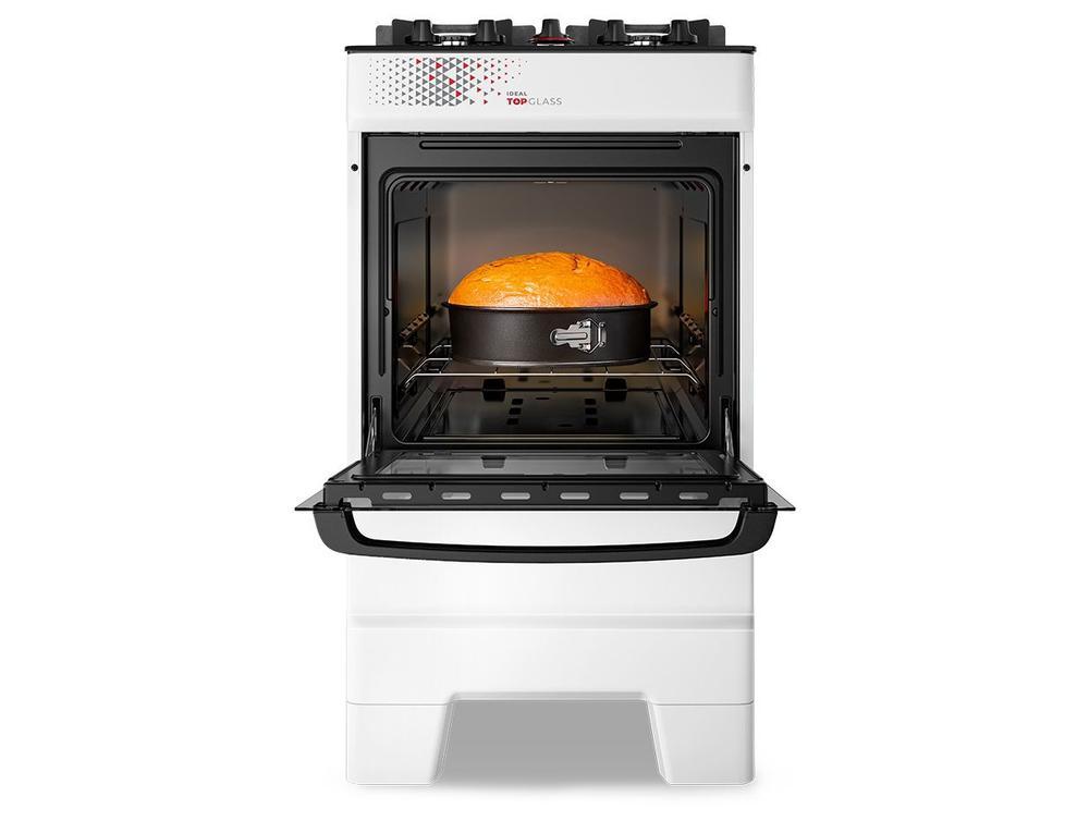 Fogão 4 Bocas Esmaltec Branco Mesa de Vidro Ideal Top Glass T4VAB - 4