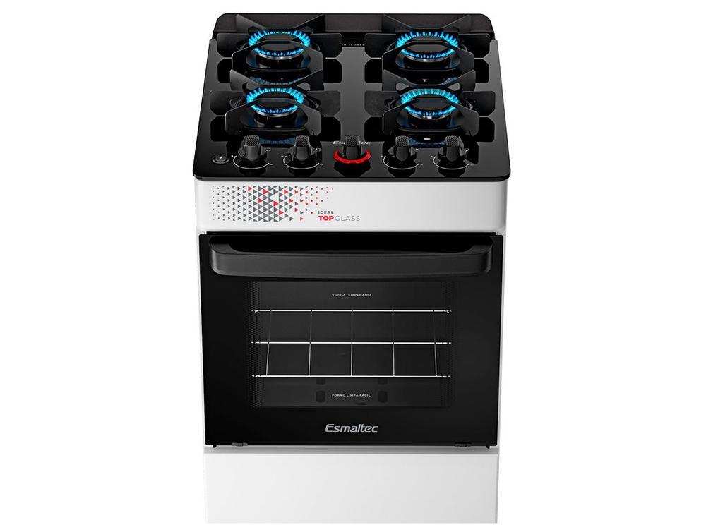 Fogão 4 Bocas Esmaltec Branco Mesa de Vidro Ideal Top Glass T4VAB - 6