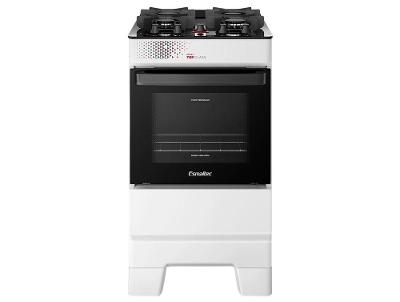 Fogão 4 Bocas Esmaltec Branco Mesa de Vidro Ideal Top Glass T4VAB
