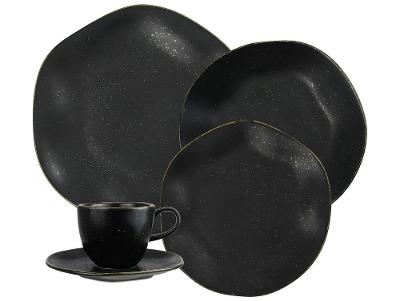 Aparelho de Jantar 20 Peças Oxford Porcelana Preto Ryo Volcano