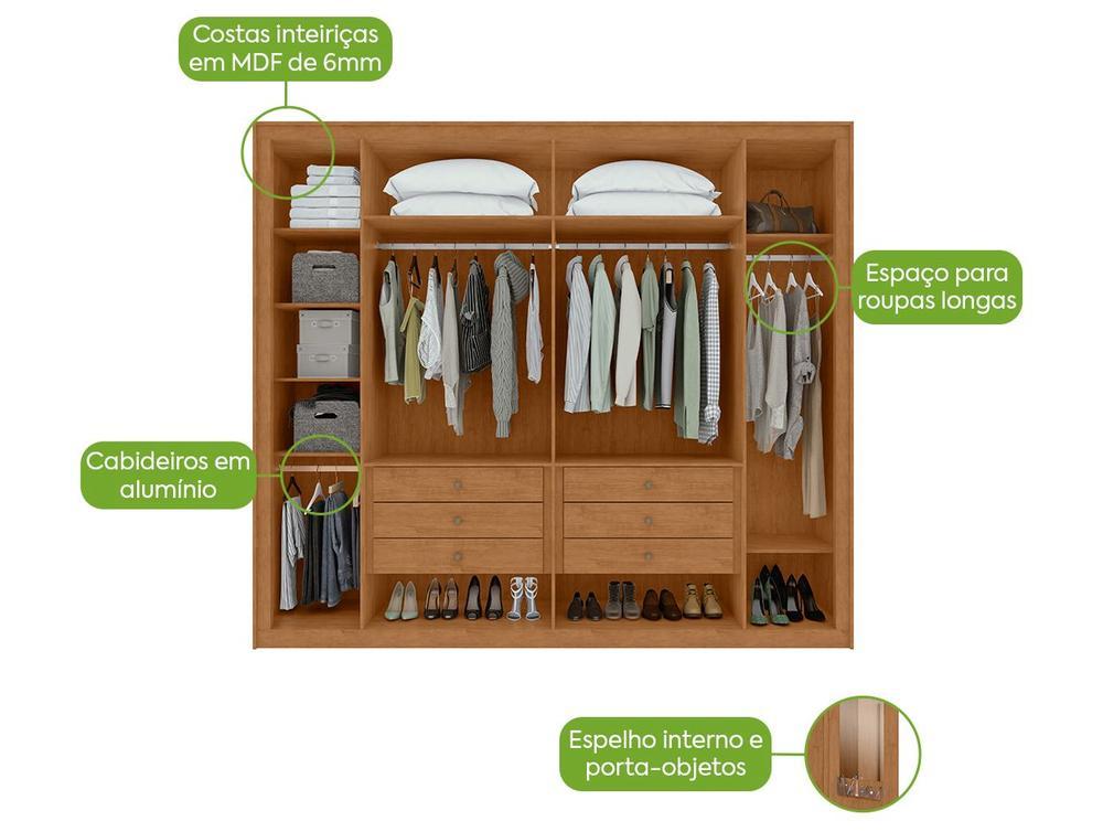 Guarda-roupa Casal com Espelho 6 Gavetas 6 Portas Móveis Lopas Imperatore - 4
