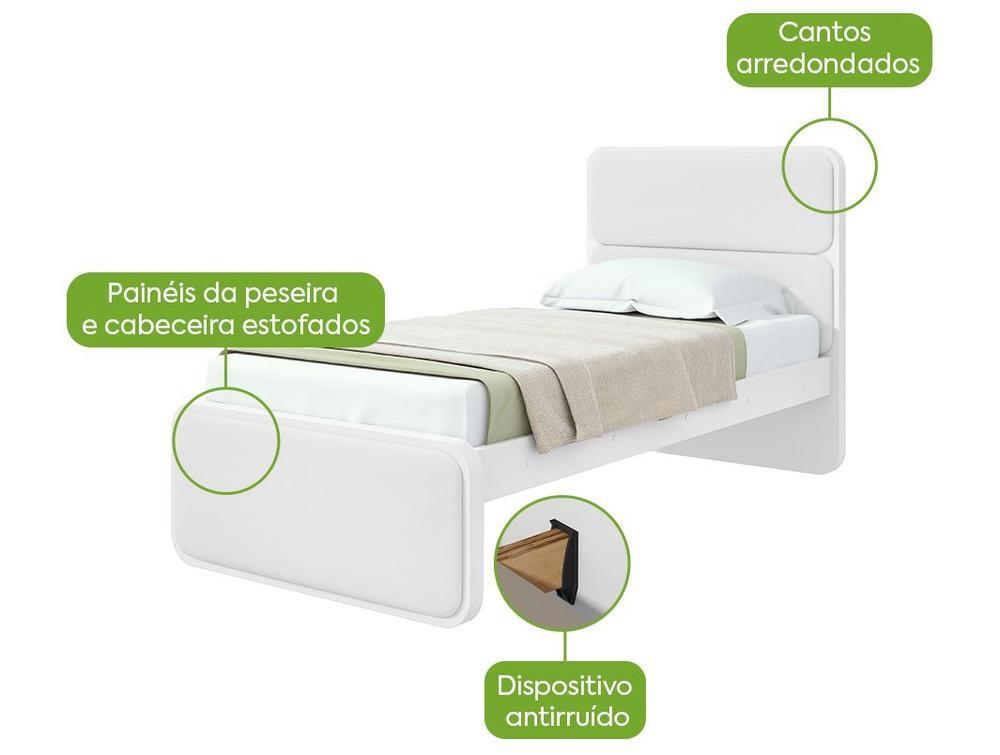Cama de Solteiro Móveis Lopas Loop Branca - 2