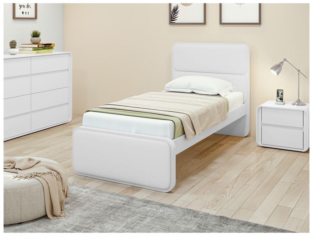 Cama de Solteiro Móveis Lopas Loop Branca - 4
