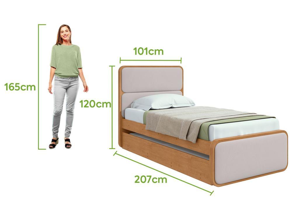 Cama de Solteiro com Cama Auxiliar Móveis Lopas Loop Amêndoa Clean e Corano Bege - 3