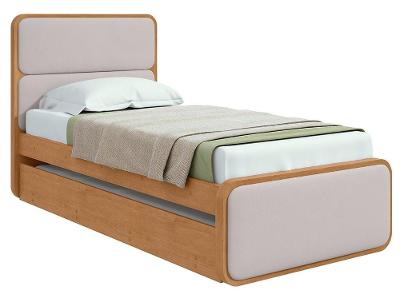Cama de Solteiro com Cama Auxiliar Móveis Lopas Loop Amêndoa Clean e Corano Bege
