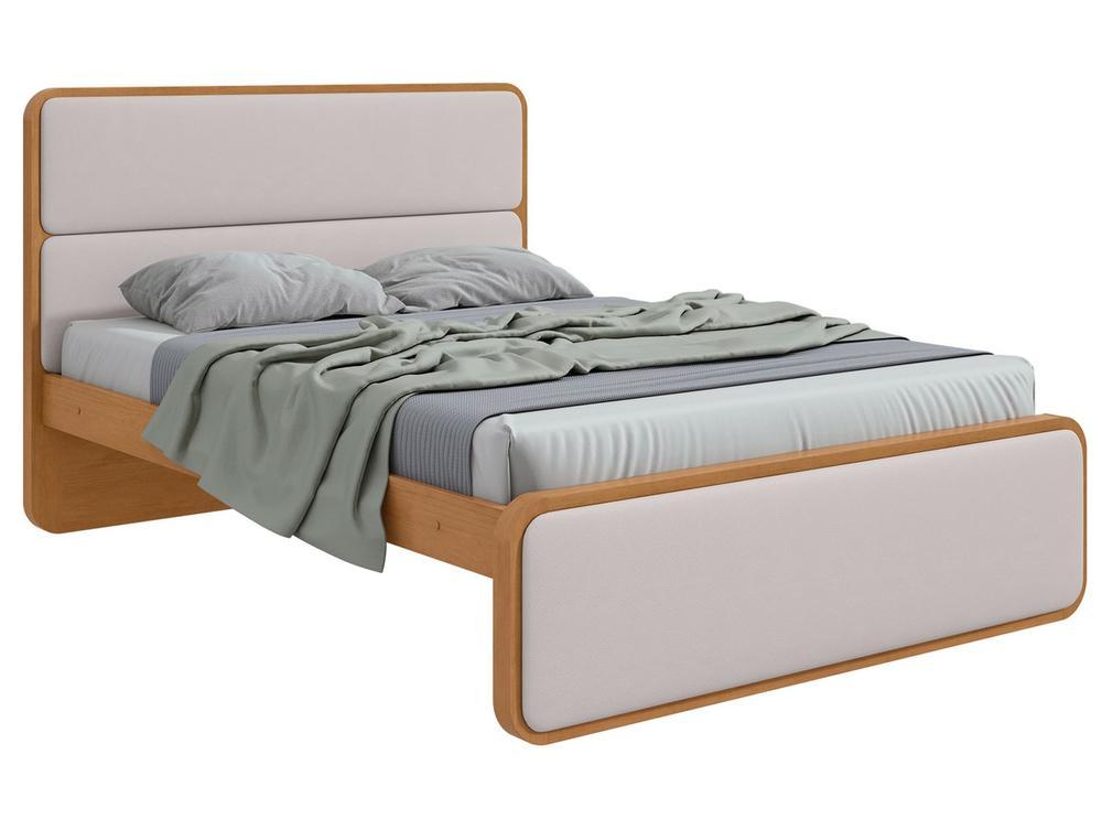 Cama de Casal Móveis Lopas Loop Amêndoa Clean e Corano Bege - 1