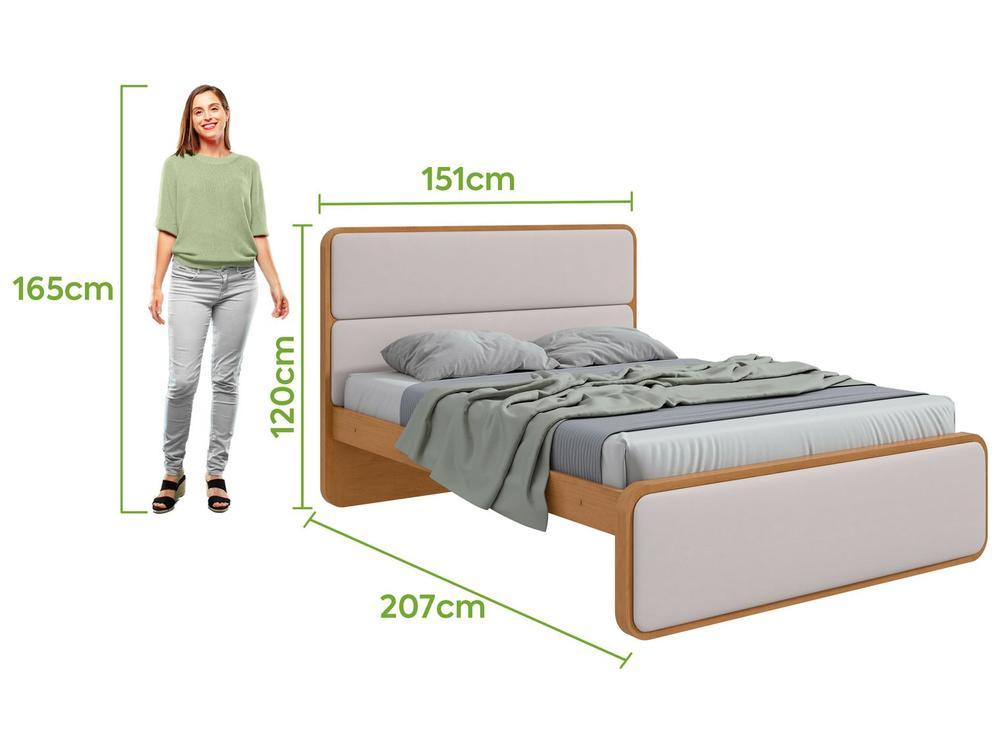 Cama de Casal Móveis Lopas Loop Amêndoa Clean e Corano Bege - 3