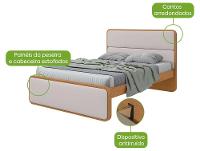 Cama de Casal Móveis Lopas Loop Amêndoa Clean e Corano Bege - 2