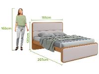 Cama de Casal Móveis Lopas Loop Amêndoa Clean e Corano Bege - 3