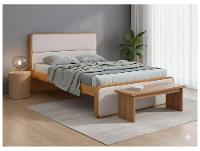 Cama de Casal Móveis Lopas Loop Amêndoa Clean e Corano Bege - 4