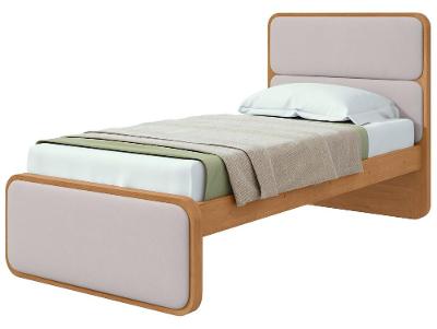 Cama de Solteiro Móveis Lopas Loop Amêndoa Clean e Bege