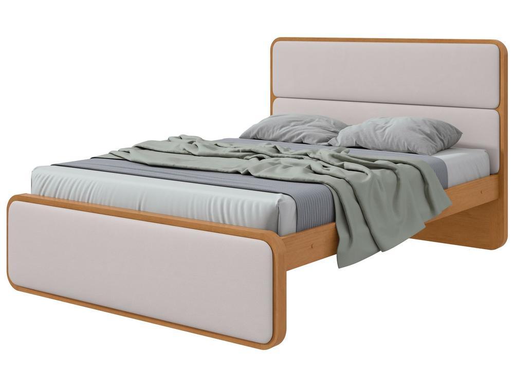 Cama de Casal Móveis Lopas Loop Amêndoa Clean e Corano Bege - 1