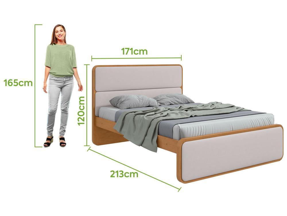 Cama de Casal Móveis Lopas Loop Amêndoa Clean e Corano Bege - 3