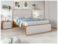 Cama de Casal Móveis Lopas Loop Amêndoa Clean e Corano Bege