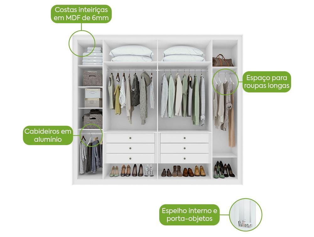 Guarda-roupa Casal com Espelho 6 Gavetas 6 Portas Móveis Lopas Imperatore - 4