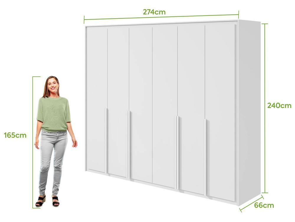 Guarda-roupa Casal com Espelho 6 Gavetas 6 Portas Móveis Lopas Imperatore - 5