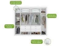 Guarda-roupa Casal com Espelho 6 Gavetas 6 Portas Móveis Lopas Imperatore